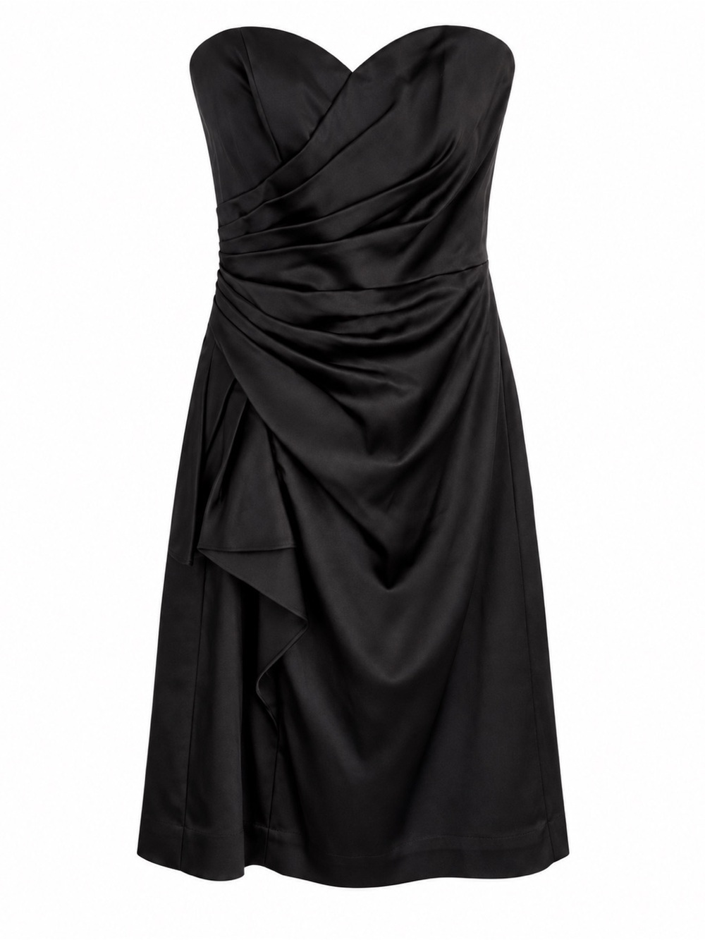 White House Black Market Black Strapless Sweetheart Draped Dress Size 6